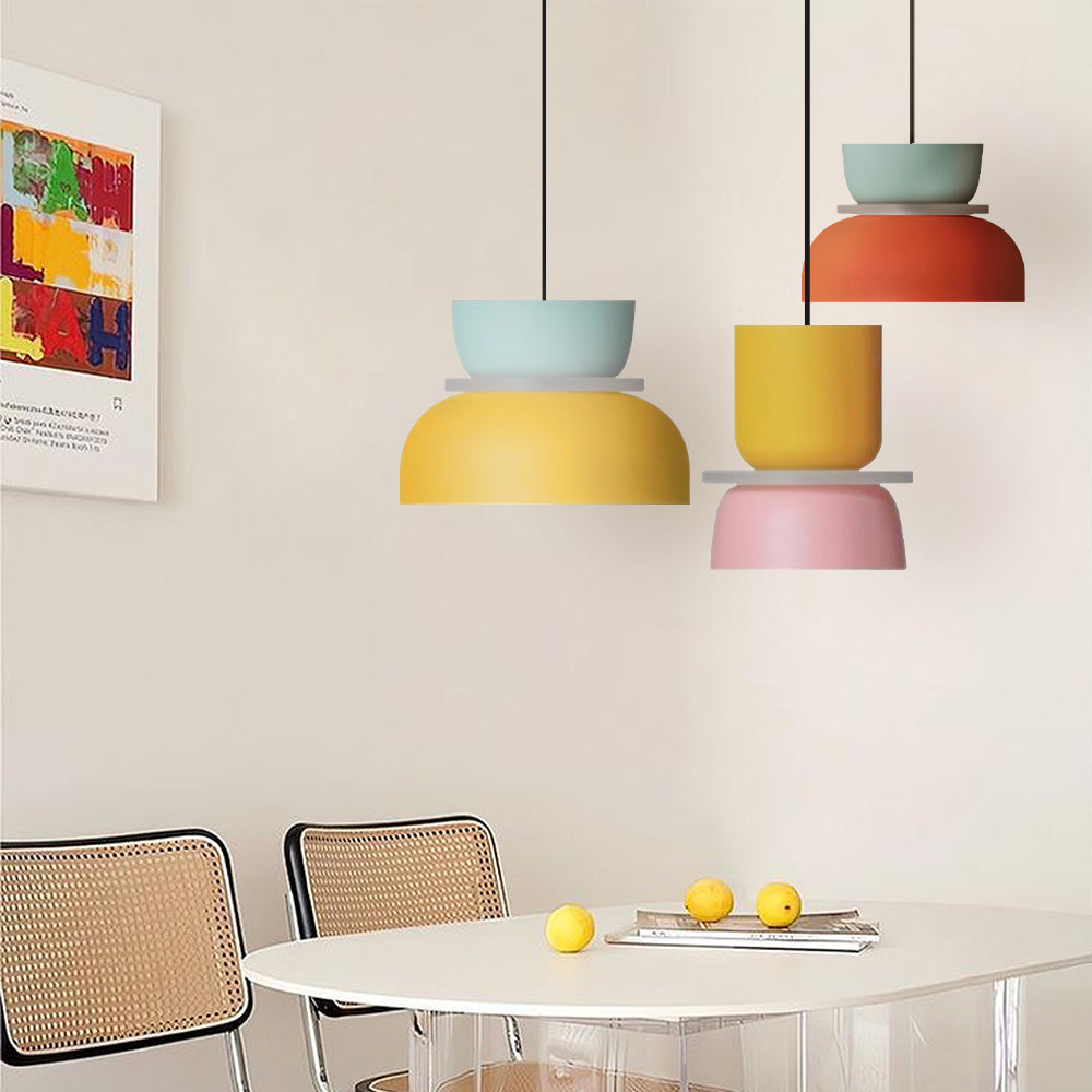 Suspension Scandinave Bicolore à Deux Abat-Jours Superposés pour Salle à Manger et Séjour Contemporain | Koossa