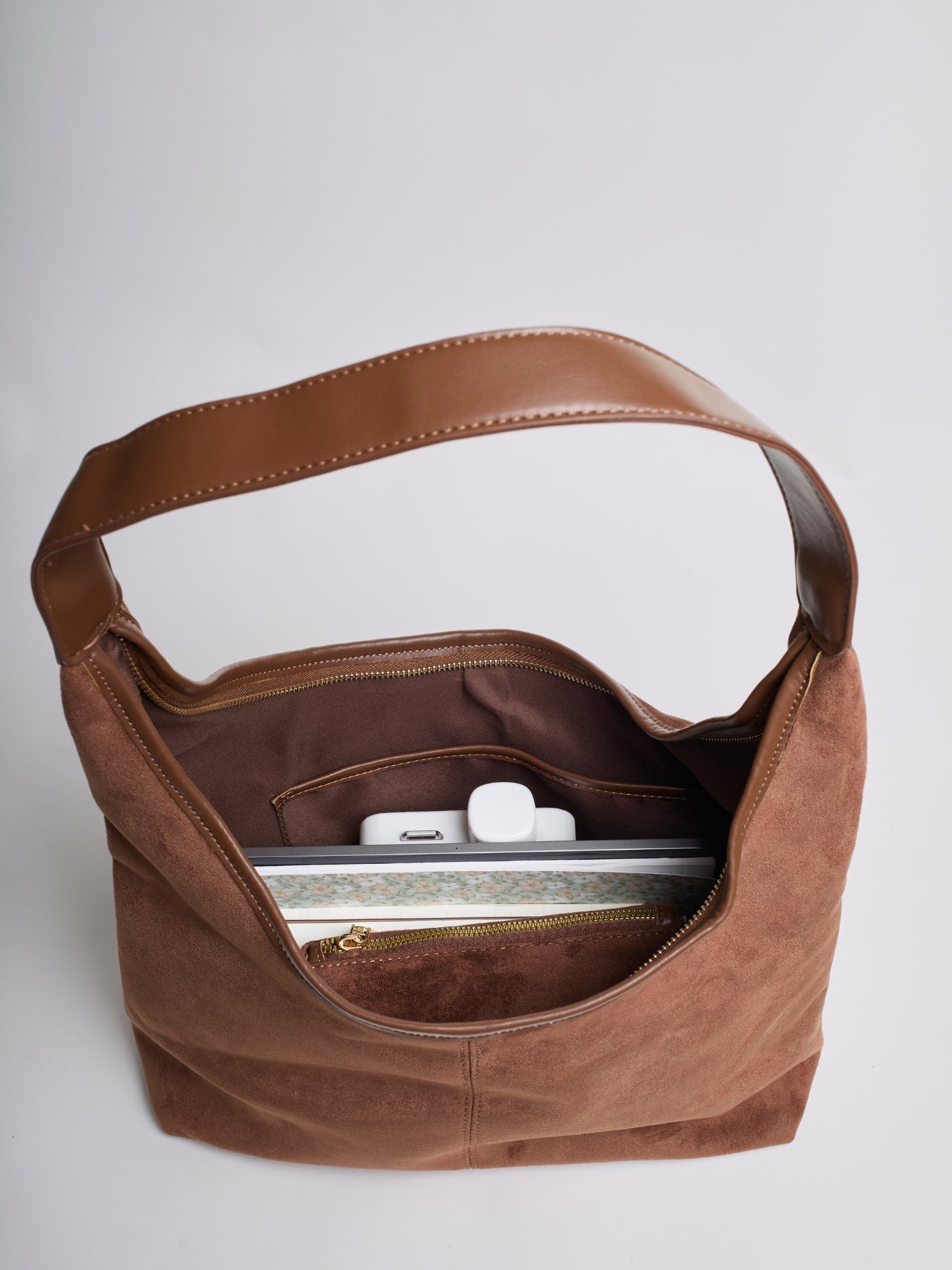 Slouchy Suede-Effect Hobo Bag with Single Shoulder Strap for Everyday Elegance and Effortless Winter Style | Koossa