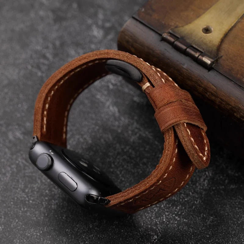 Vintage Apple Watch Strap with Stainless Steel Adapters — Handcrafted Watch Band for Everyday Wear | Koossa