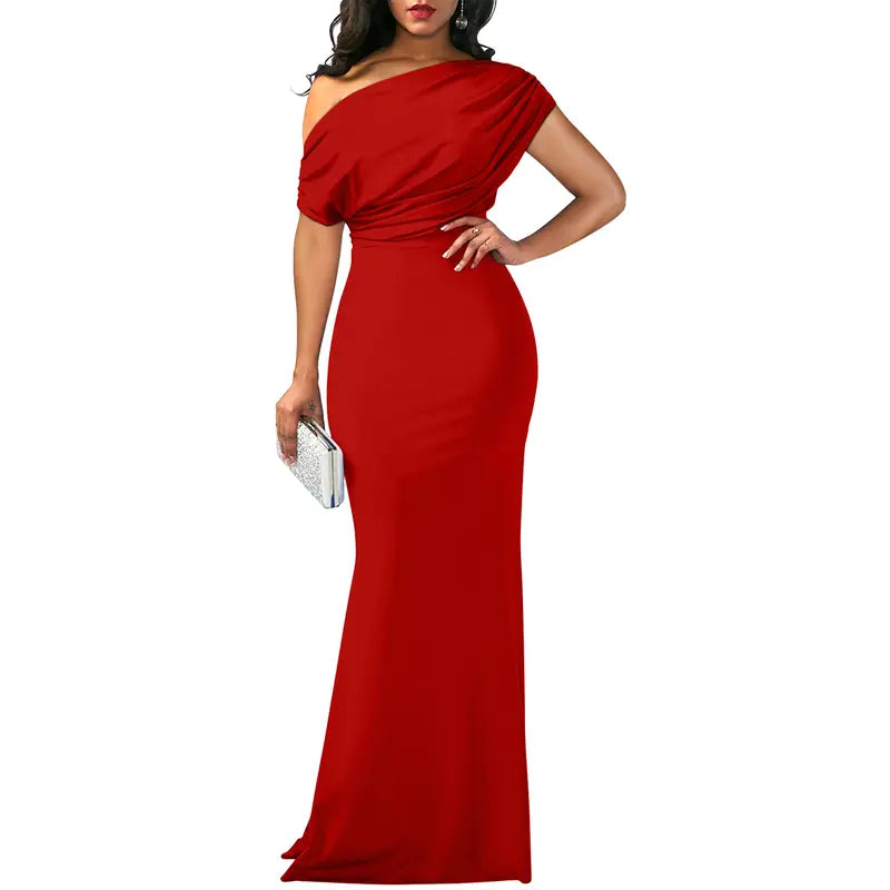 Women's Off-Shoulder Floor-Length Evening Gown in Ten Classic Colours for Galas, Weddings, and Formal Occasions | Koossa