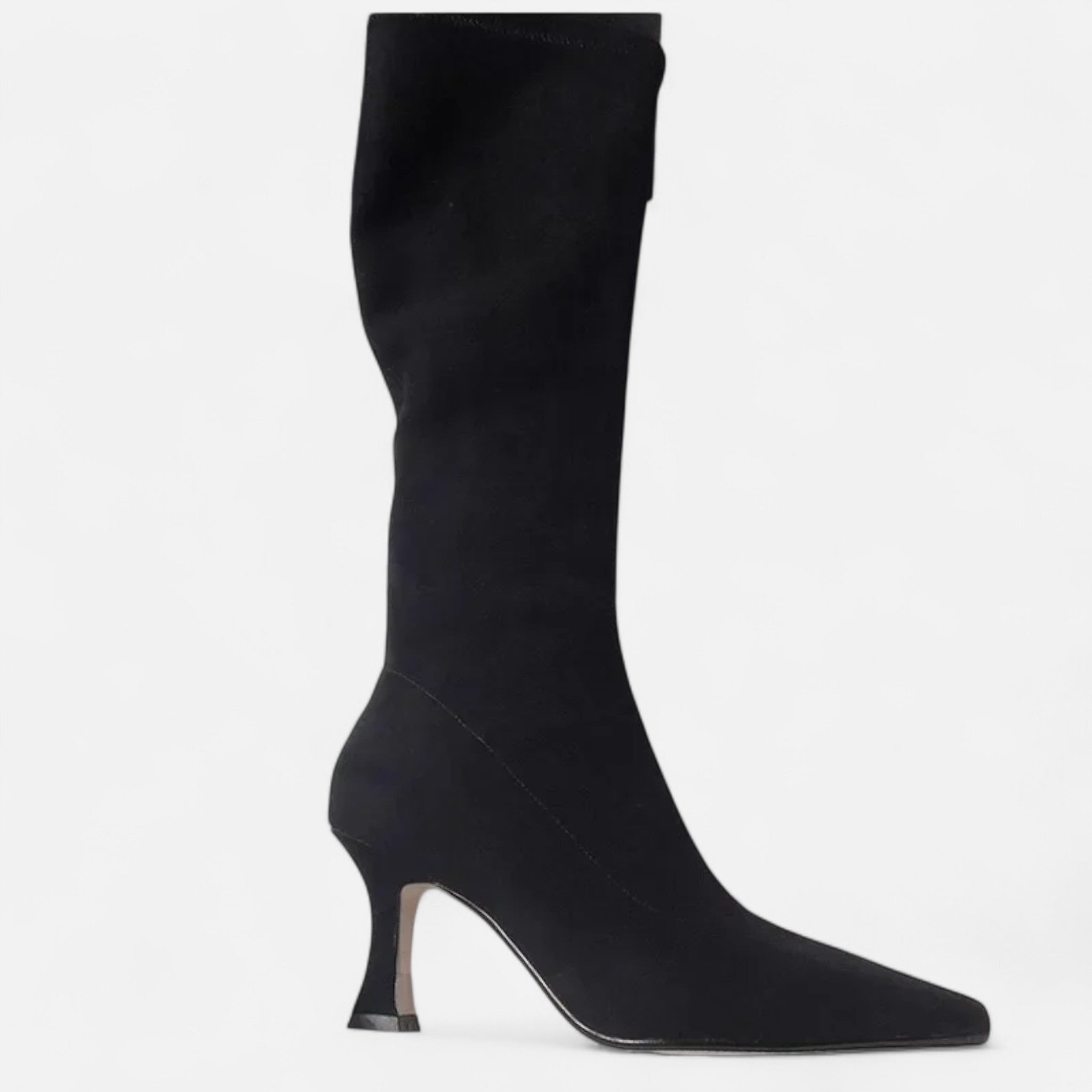 Women's Pointed-Toe Knee-High Heeled Boots in Suede | Sleek Silhouette | Comfortable Side Zip | Perfect for Evening and Office | Autumn Winter Footwear | Koossa