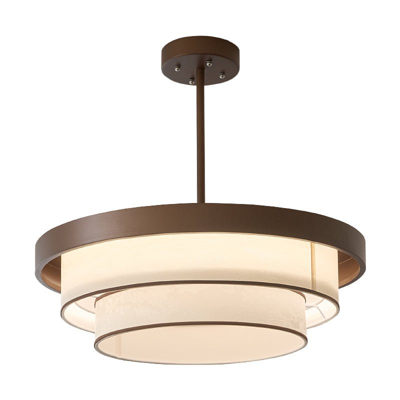 Layered Fabric Ring Pendant Light Bronze Frame LED Indoor Ceiling Fixture for Dining Entryway | Lonoma