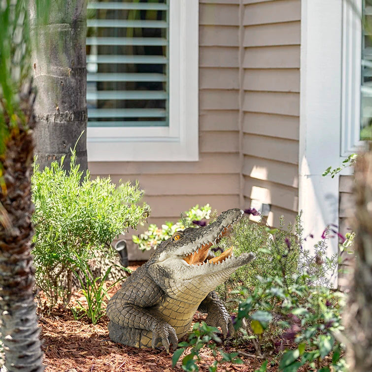 Resin Alligator Sculpture for Outdoor Garden and Poolside Decor – Weatherproof Wildlife Figurine – Reptile Lawn Ornament | Lonoma