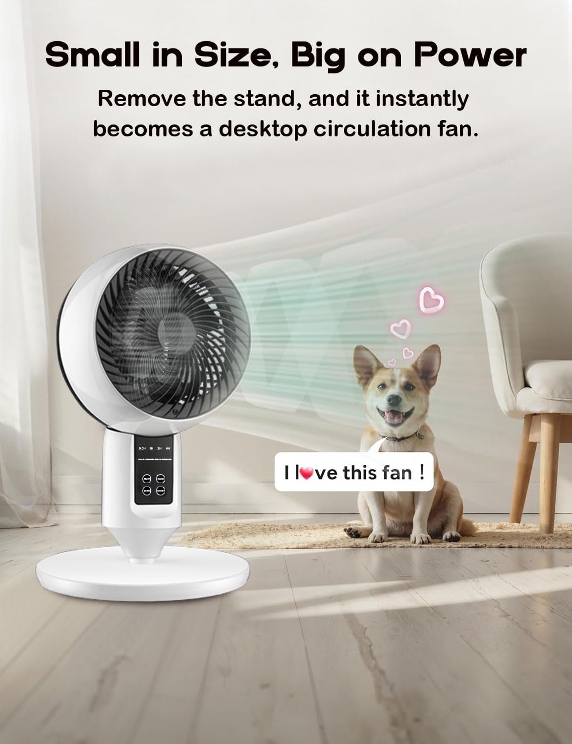 Ventilateur sur pied silencieux oscillation 3D télécommande hauteur réglable 3 vitesses timer climatisation | Koossa