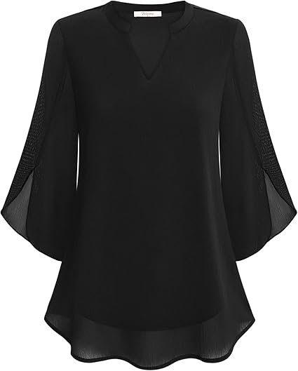 Flowing Chiffon V-Neck Blouse with Flutter Sleeves in Six Colours – Lightweight Spring Summer Wardrobe Essential for Women | Koossa
