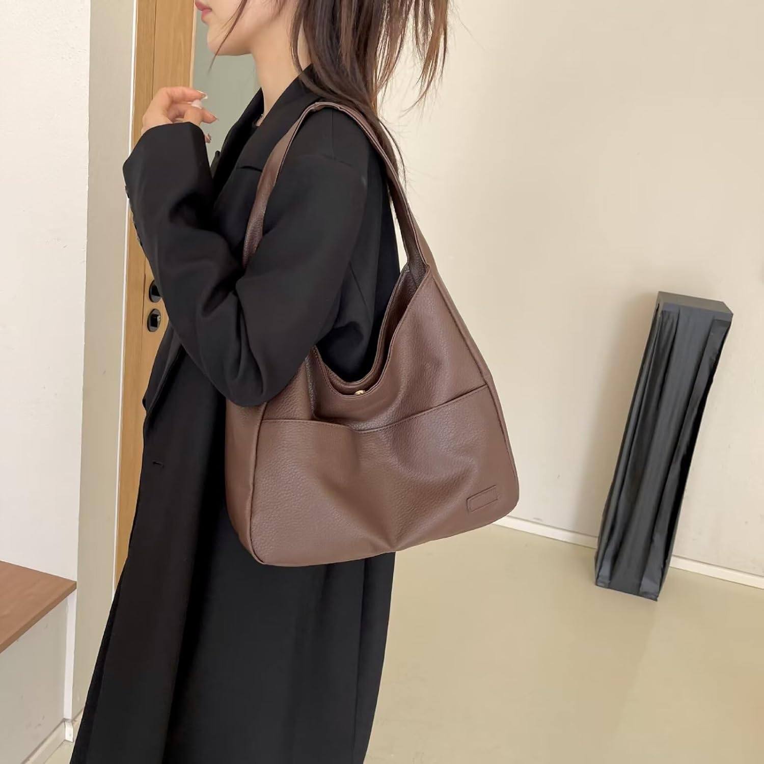Soft Faux Leather Shoulder Bag in Contemporary Minimalist Silhouette for Work and Weekend Styling | Koossa