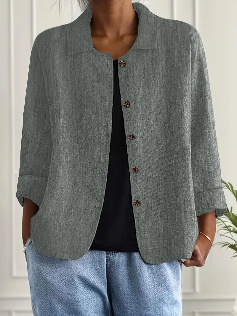 Women's Long Sleeve Shirt — Classic Breathable Button-Through Blouse for Everyday Comfort & Relaxed Tailoring | Koossa