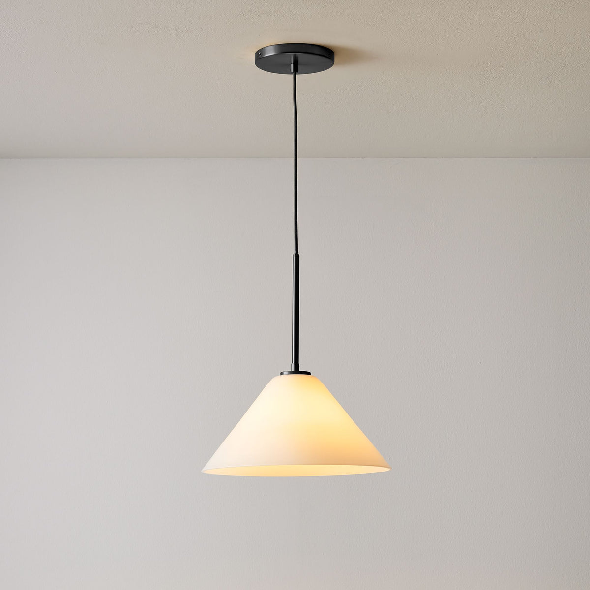 Tapered Glass Hanging Fixture with Metal Canopy – E26 Socket – Dimmable for Dining Room, Island, Entryway | Lonoma