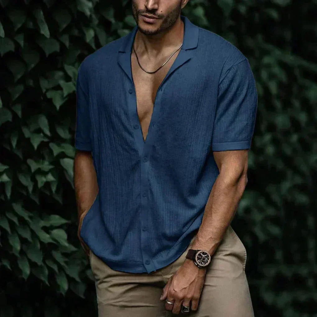 Men's Button-Front Summer Shirt — Lightweight Relaxed Fit Shirt for Casual Wear & Warm Weather | Koossa