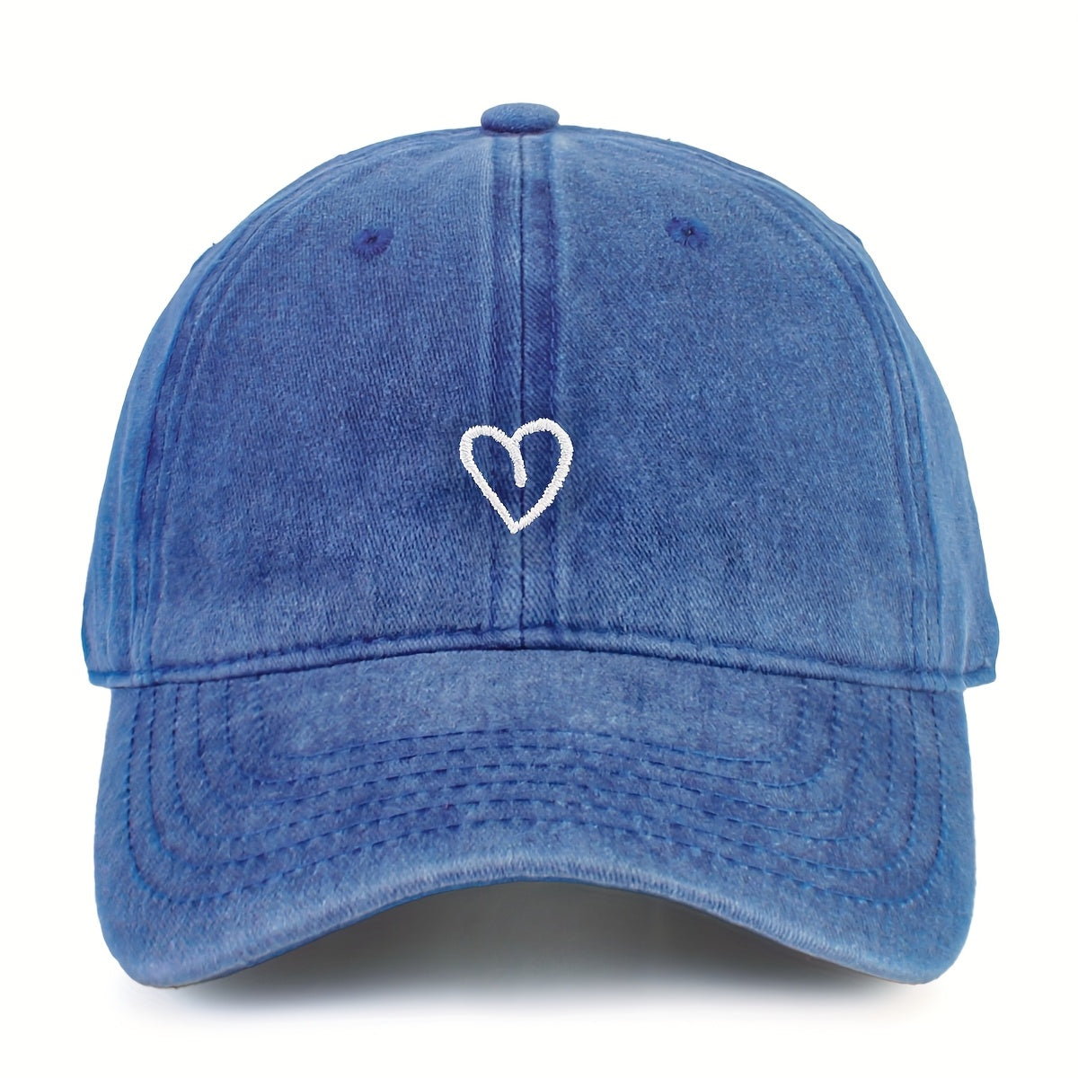 Women's Adjustable Baseball Cap, Washed Cotton Hat with Embroidered Heart, Breathable Summer Sun Hat for Casual Outdoor Wear | Lonoma