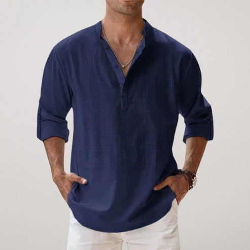 Relaxed Linen Blend Shirt in Classic Colours for Warm Days and Coastal Escapes | Koossa