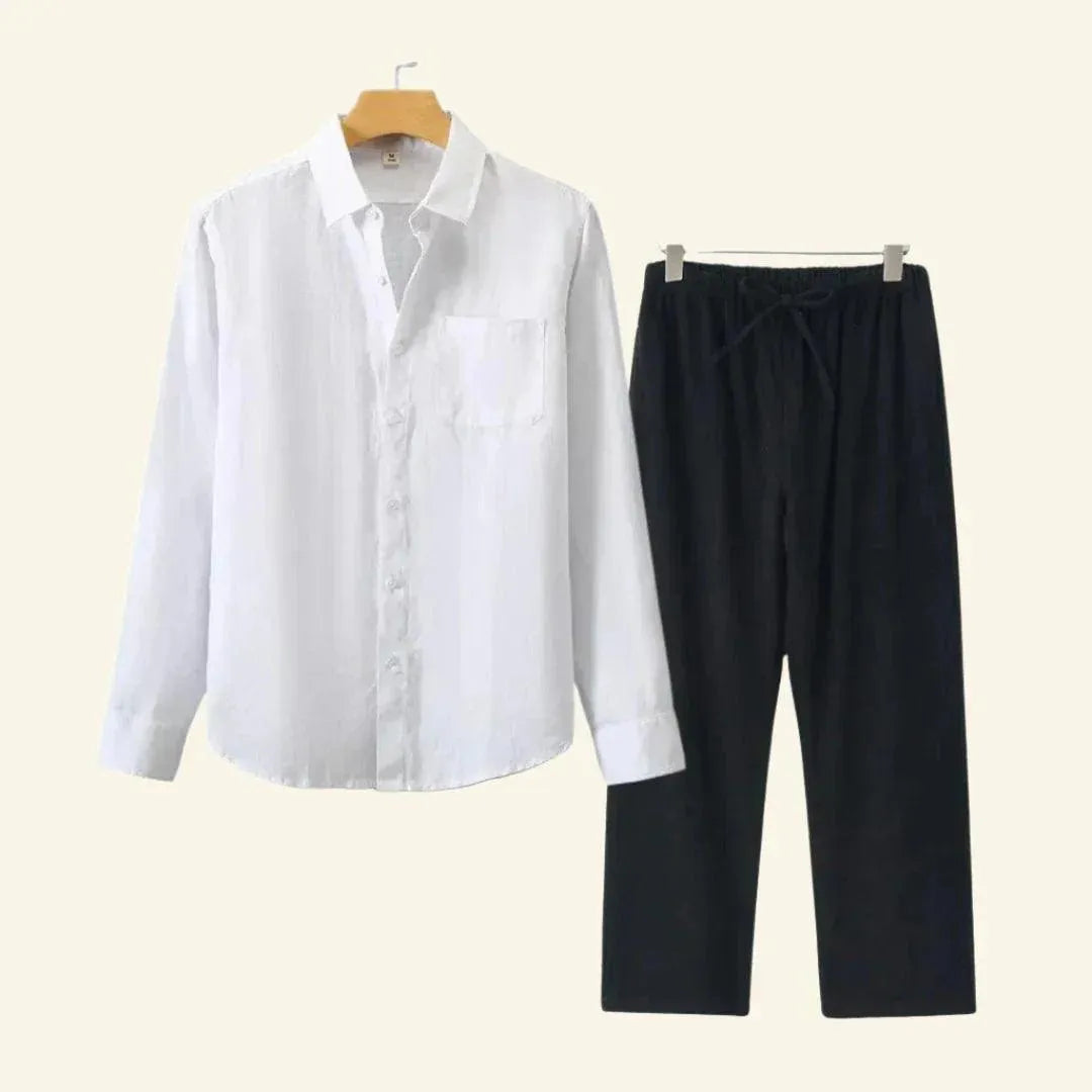 Men's Short-Sleeved Shirt and Trousers Separates Set — Classic Coordinates for Smart Casual Occasions | Koossa
