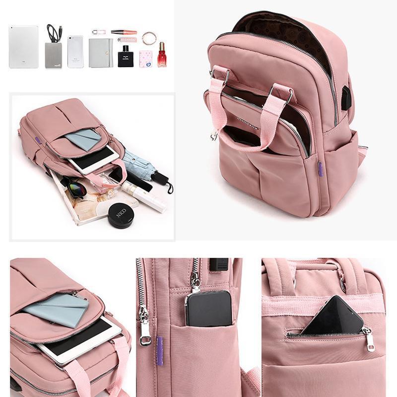 Women's Water-Resistant Everyday Backpack with USB Charging Port — Practical Travel Rucksack for Work & Leisure | Koossa