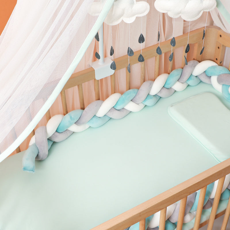 Braided Crib Bumper Pad Soft Nursery Bedding Safety Guard for Babies | Breathable Knot Cushion Protector for Infant Toddler Bed Rails | Lonoma