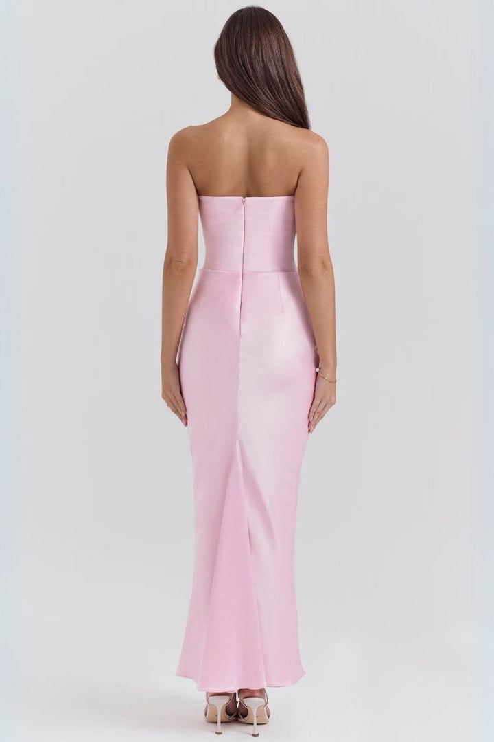 Strapless Evening Gown with Draped Waist Detail and Full-Length Silhouette for Formal Occasions and Black-Tie Events | Koossa