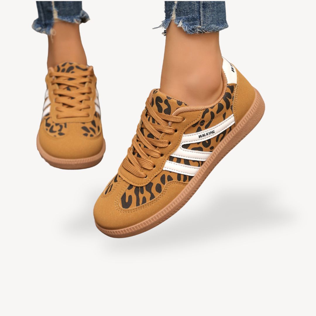 Women's Lace-Up Trainers with Retro Gum Sole in Brown Beige Khaki Grey Black for Everyday Comfort Casual Styling Lightweight Sneakers | Koossa