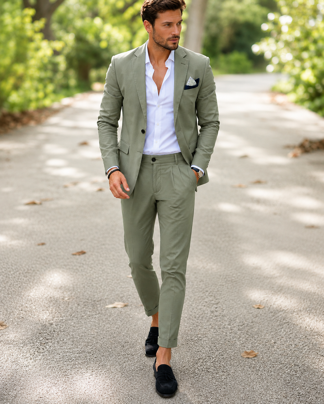 Men's Two-Piece Summer Suit — Lightweight Tailored Jacket & Trousers for Garden Parties & Smart Casual Occasions | Koossa