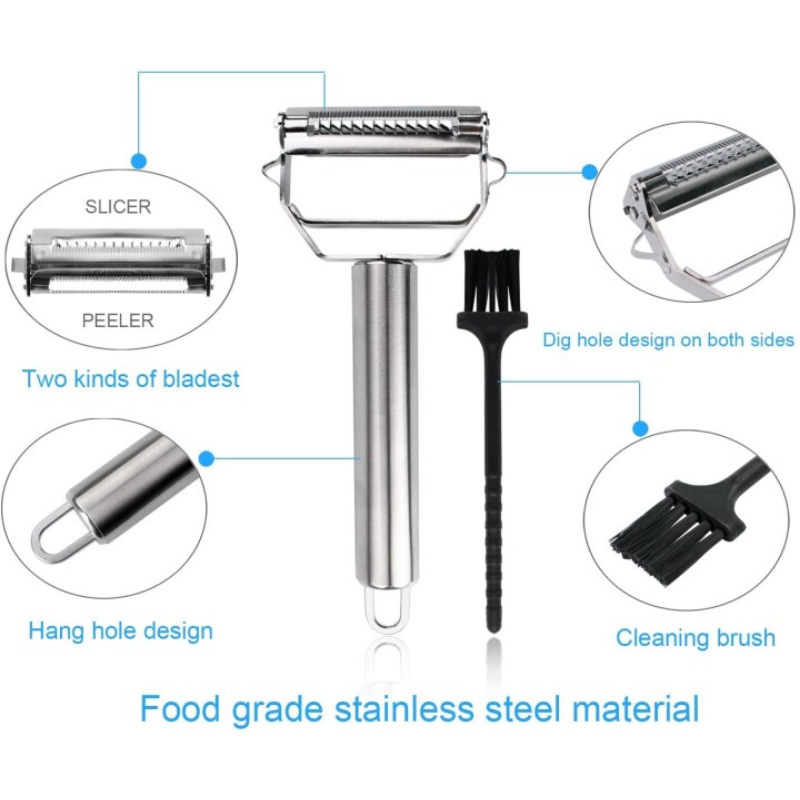 Éplucheur professionnel inox double lame pour légumes julienne cuisine rapide saine créative fait maison | Koossa