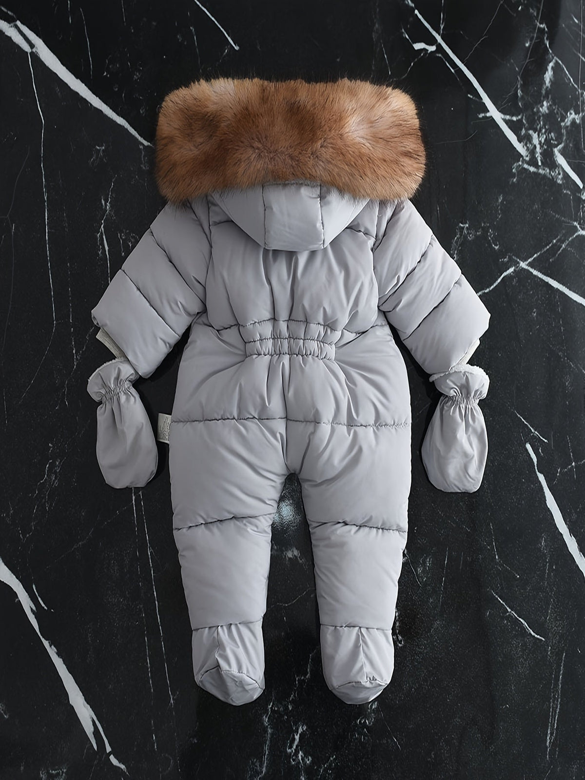 Baby Snowsuit with Hood, Quilted Infant Winter Bunting with Faux Fur Trim, Zip-Up Cold Weather Outerwear for Stroller Walks | Lonoma