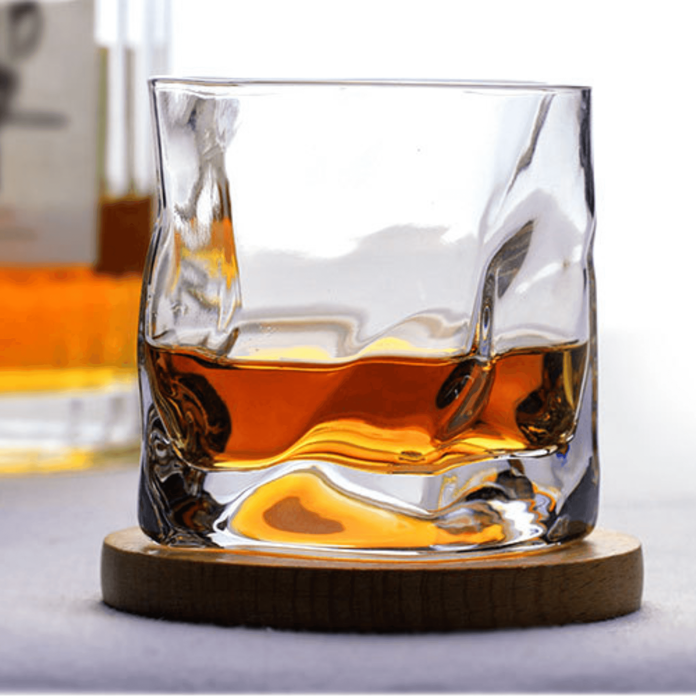 Verre à Whisky Cristal Japonais Motif Crumple Taillé Main Coffret Bois Technique Edo Kiriko Artisanal | Koossa