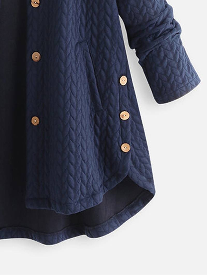 Women's Quilted Hooded Jacket with Wooden Buttons — Elegant Casual Coat for Autumn & Winter Outings | Koossa