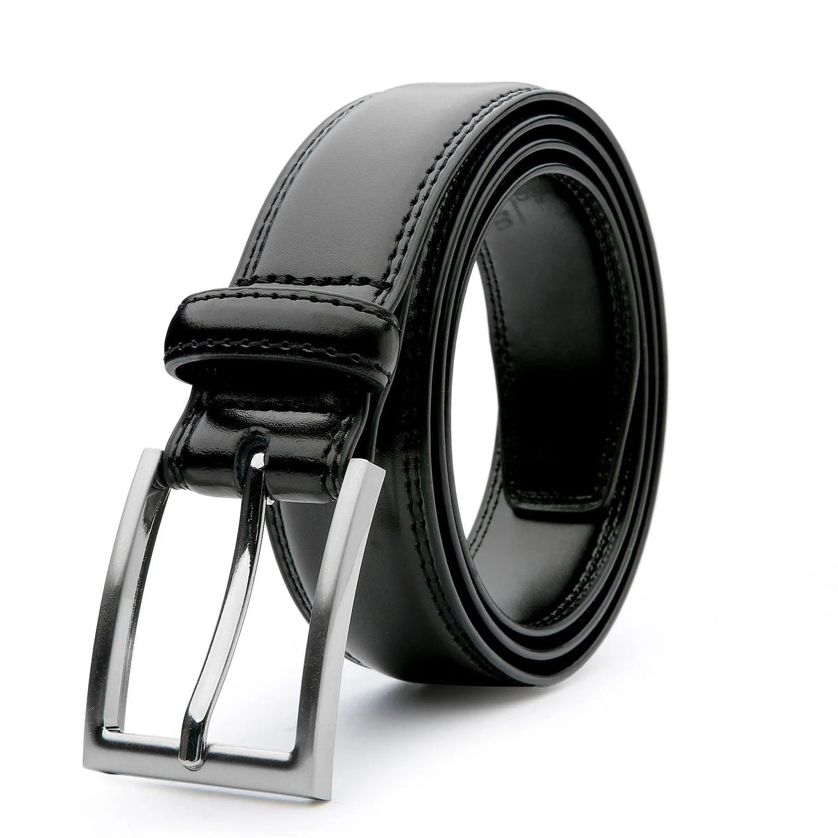 Genuine Leather Belt for Men & Women, Classic Pin Buckle Dress Belt, Black Brown Tan Navy, Business & Casual Jeans Belt | Lonoma