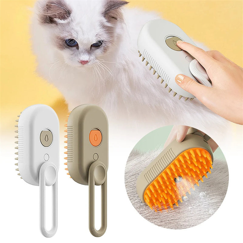 Cat Steam Brush Self-Cleaning Grooming Brush Electric Steam Pet Brush Loose Hair Dander Remover Short Long Hair Cats Olive Green | Koossa