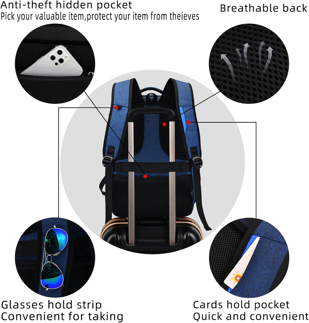Laptop Backpack with USB Charging Port, Padded Compartment for 17 Inch Notebooks, Multiple Organizer Pockets, Trolley Sleeve for Business | Lonoma