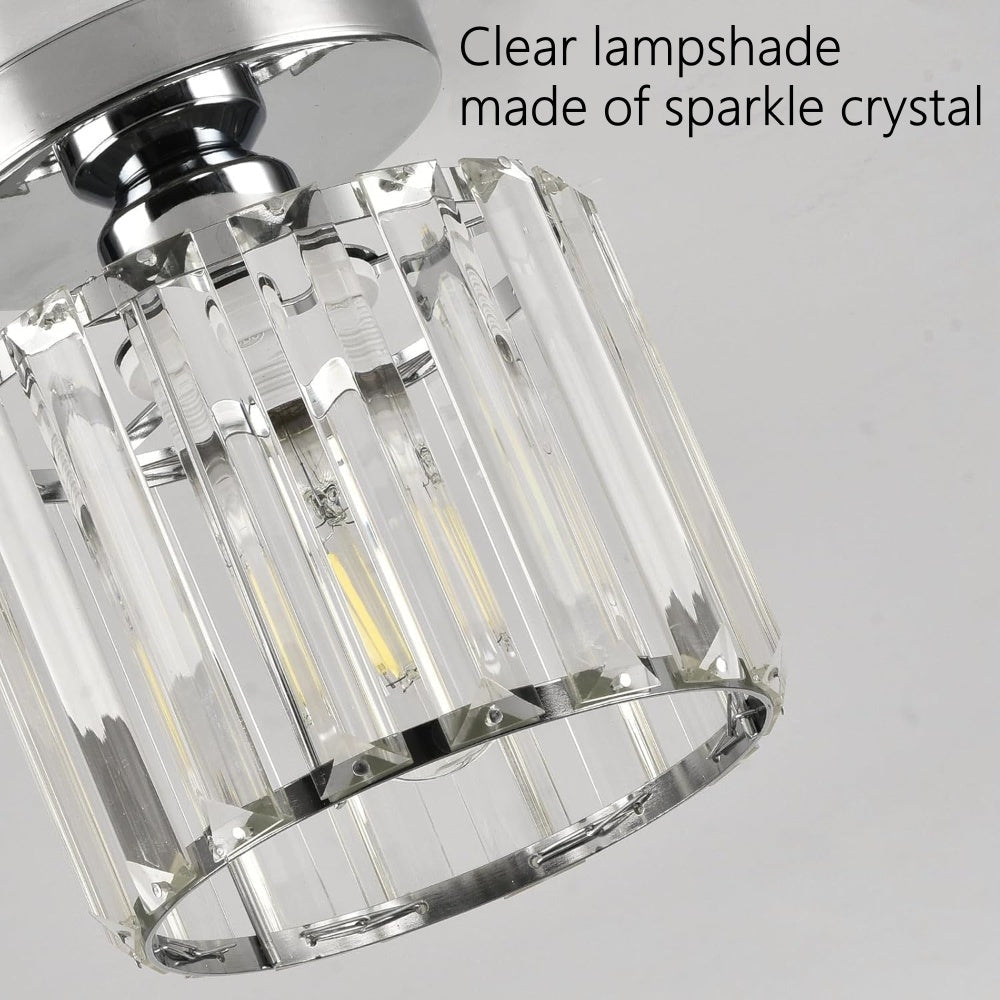 Plafonnier Cristal Élégant E27 Montage Apparent Moderne Noir Or Argenté pour Entrée Salon Chambre Bureau | Koossa