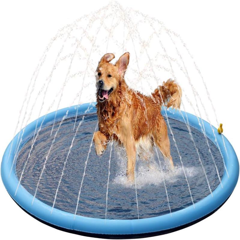 Dog Sprinkler Pad Inflatable PVC Non-Toxic 100cm 150cm 170cm Cooling Mat Garden Hose Summer Splash Play Pool | Koossa