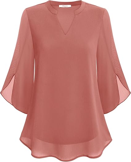 Flowing Chiffon V-Neck Blouse with Flutter Sleeves in Six Colours – Lightweight Spring Summer Wardrobe Essential for Women | Koossa