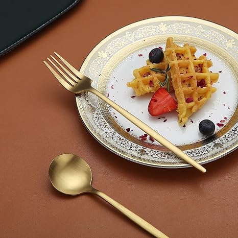 Titanium-Coated 18/10 Stainless Steel Flatware Set, Matte Silverware Service for 4 to 16, Dishwasher-Safe Forks, Knives & Spoons | Lonoma