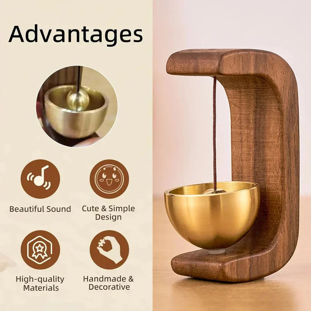 Carillon éolien en bois magnétique avec bol sonore suspendu style scandinave décoration méditative zen | Koossa