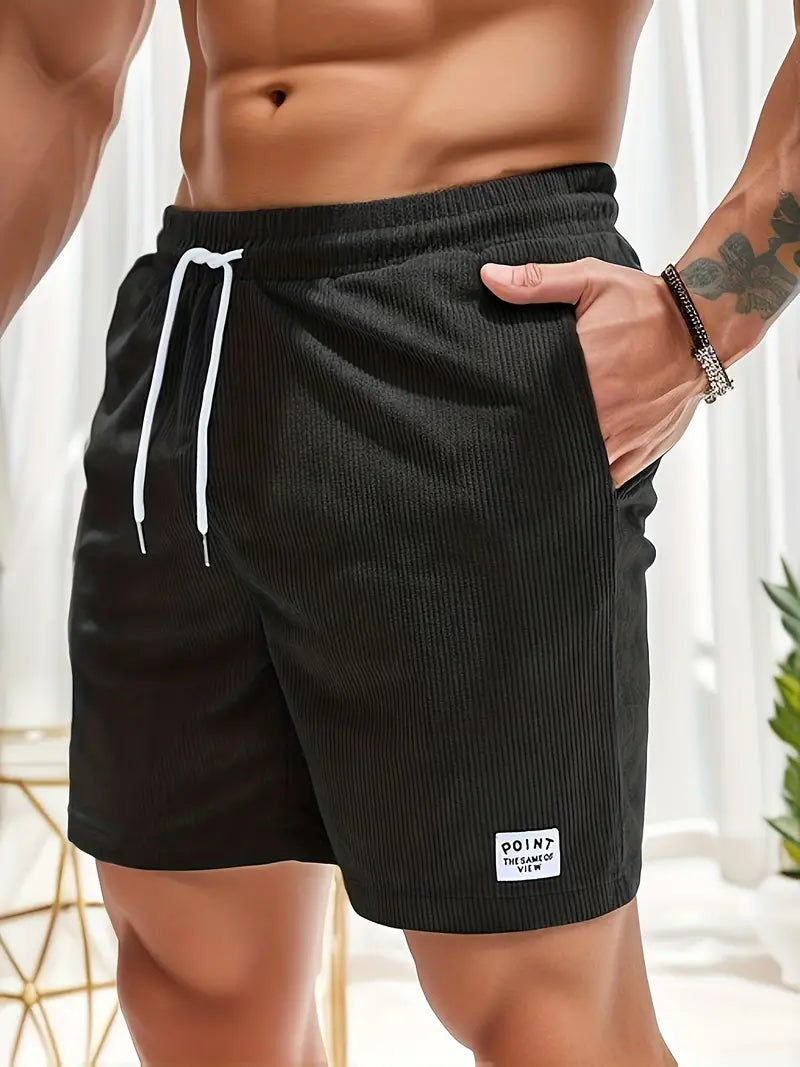 Men's Brown Corduroy Summer Shorts — Elasticated Waist Casual Shorts for Weekend & Holiday Wear | Koossa