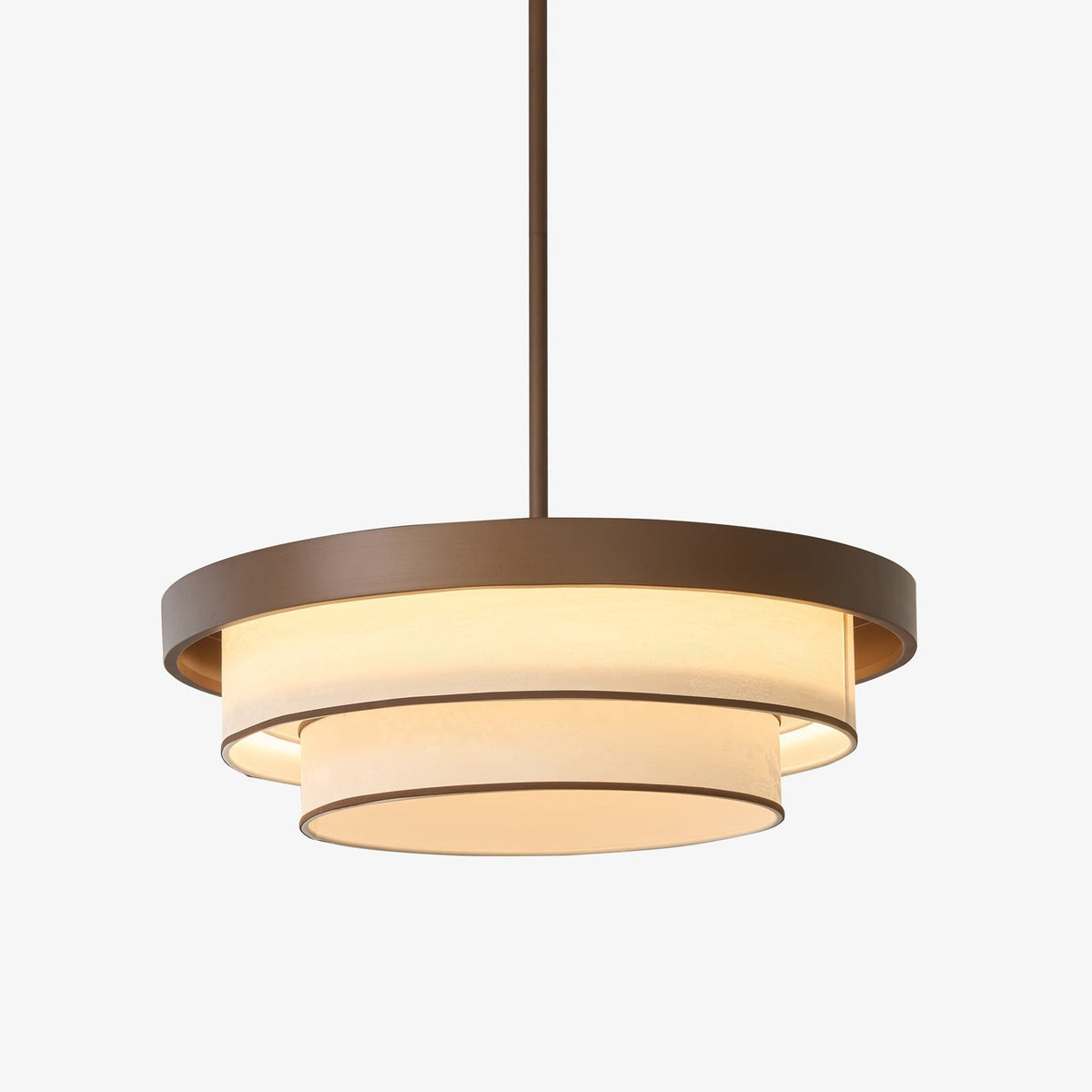 Layered Fabric Ring Pendant Light Bronze Frame LED Indoor Ceiling Fixture for Dining Entryway | Lonoma