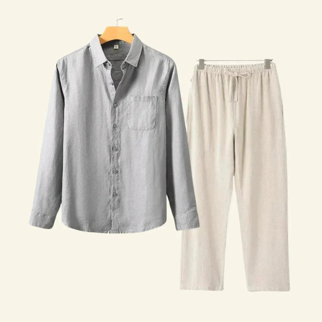 Men's Short-Sleeved Shirt and Trousers Separates Set — Classic Coordinates for Smart Casual Occasions | Koossa