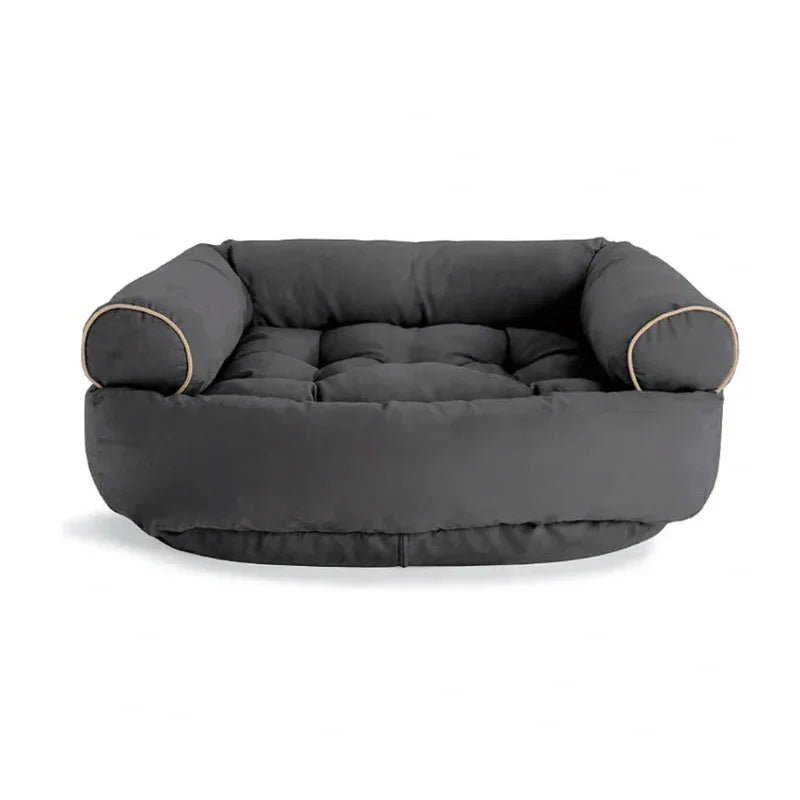 Dog Bed Orthopaedic Calming Raised Edges Washable Cover Sofa Style Grey Navy Cream Anti-Anxiety Nest Cushion Pet Couch | Koossa
