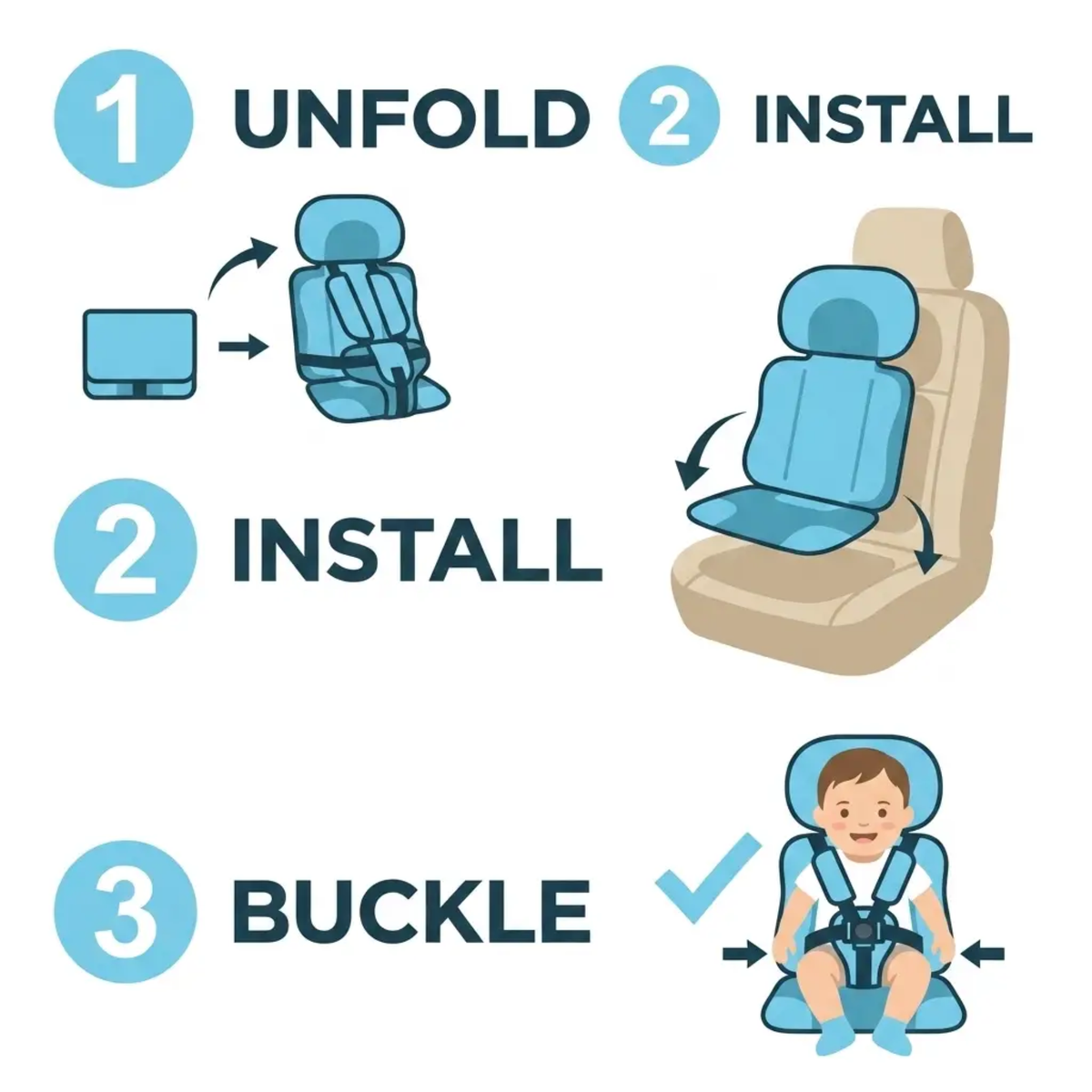 Collapsible Travel Booster Seat with 5-Point Harness for Kids Ages 1-14, Portable Folding Car Seat for Rideshares, Rentals & Road Trips | Lonoma