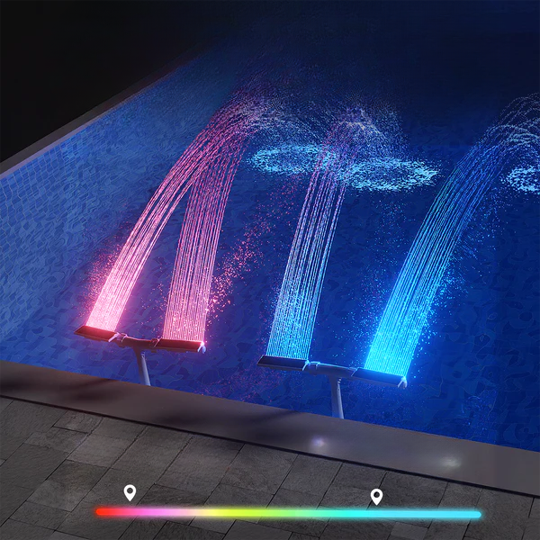 Fontaine Solaire pour Piscine avec Éclairage LED RGB Automatique Effet Eau Lumineuse Nocturne Décoration Jardin | Koossa
