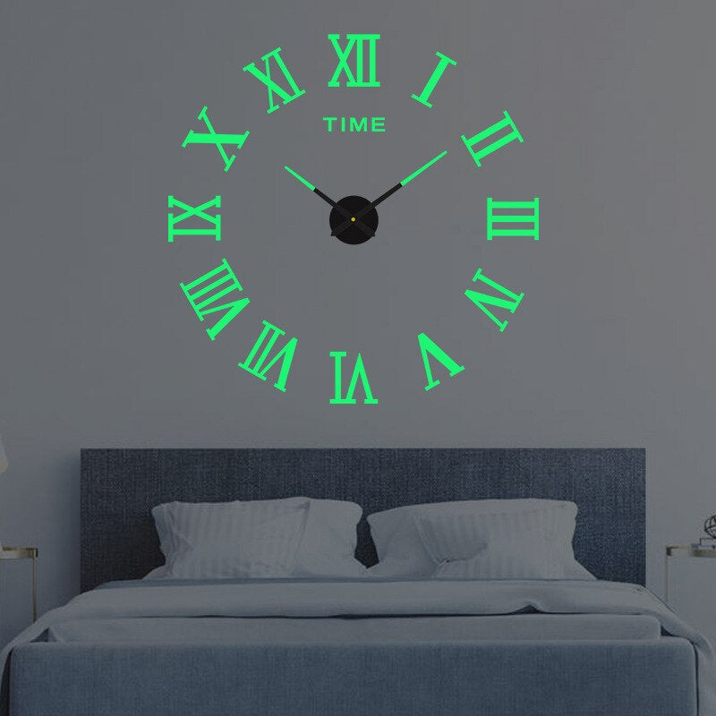 Large DIY 3D Wall Clock, Silent Quartz Non-Ticking Oversized Modern Black Numerals for Living Room, Office & Bedroom Wall Decor | Lonoma