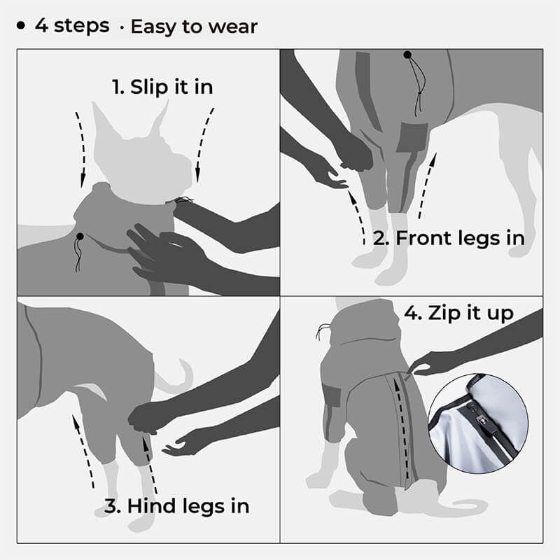 Dog Raincoat Reflective Waterproof Polyester All-Around Visibility Windproof UV Protection Adjustable Dog Jacket Coat | Koossa