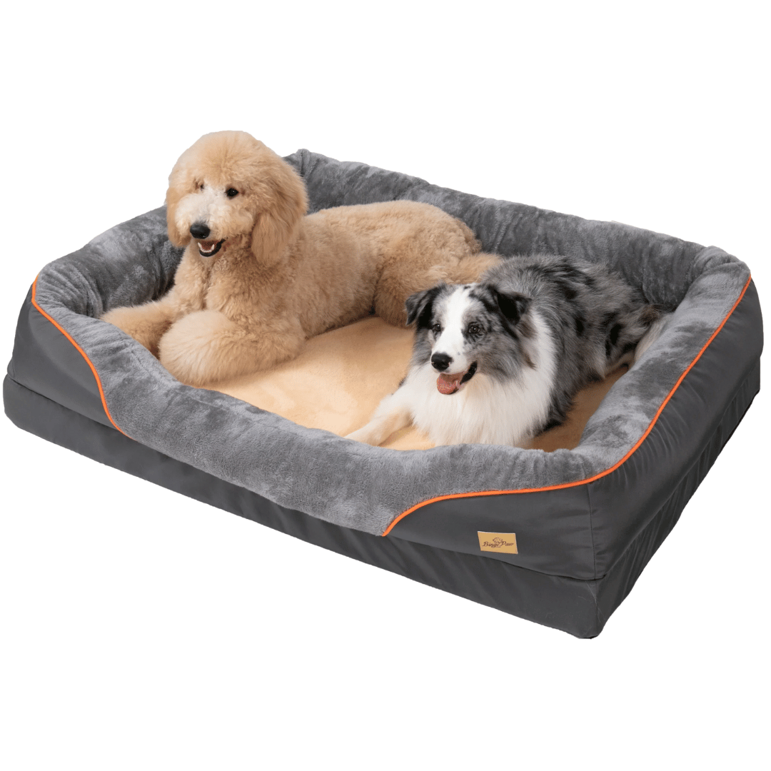 Orthopedic Dog Bed Nest Bolster Washable Grey Orange Large XL 2XL 3XL Joint Support Memory Foam Dog Sofa Bed Removable Cover | Koossa