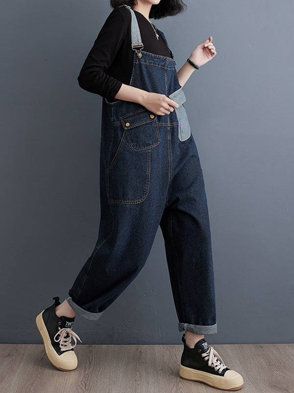 Women's Relaxed Denim Jumpsuit with Adjustable Straps — Casual All-in-One Outfit for Everyday Wear & Weekend Style | Koossa