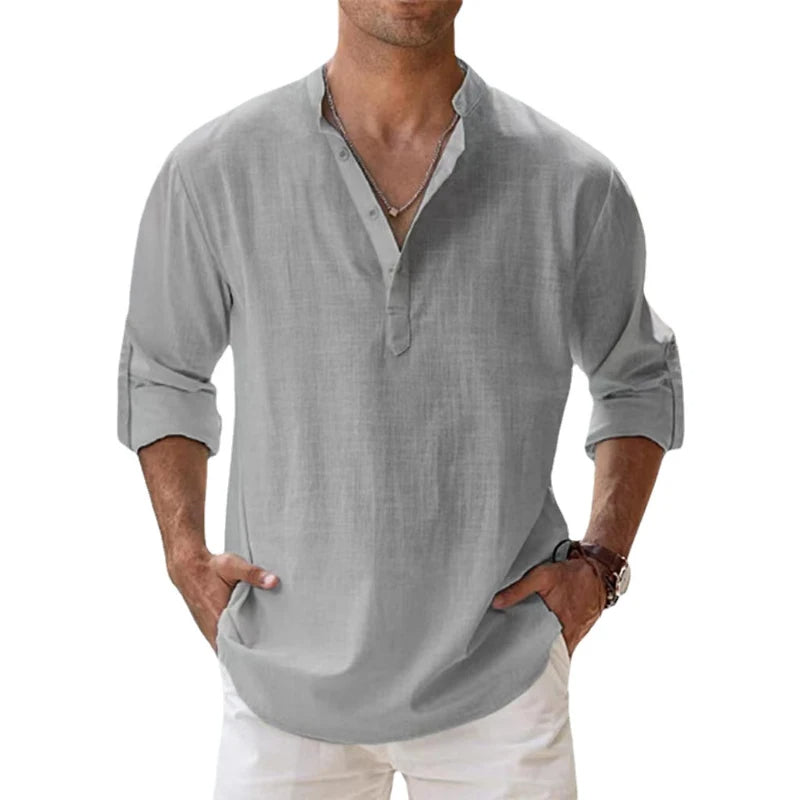 Men's Long-Sleeve Shirt in Classic Colours — Relaxed Fit Everyday Shirt for Spring & Summer Wear | Koossa