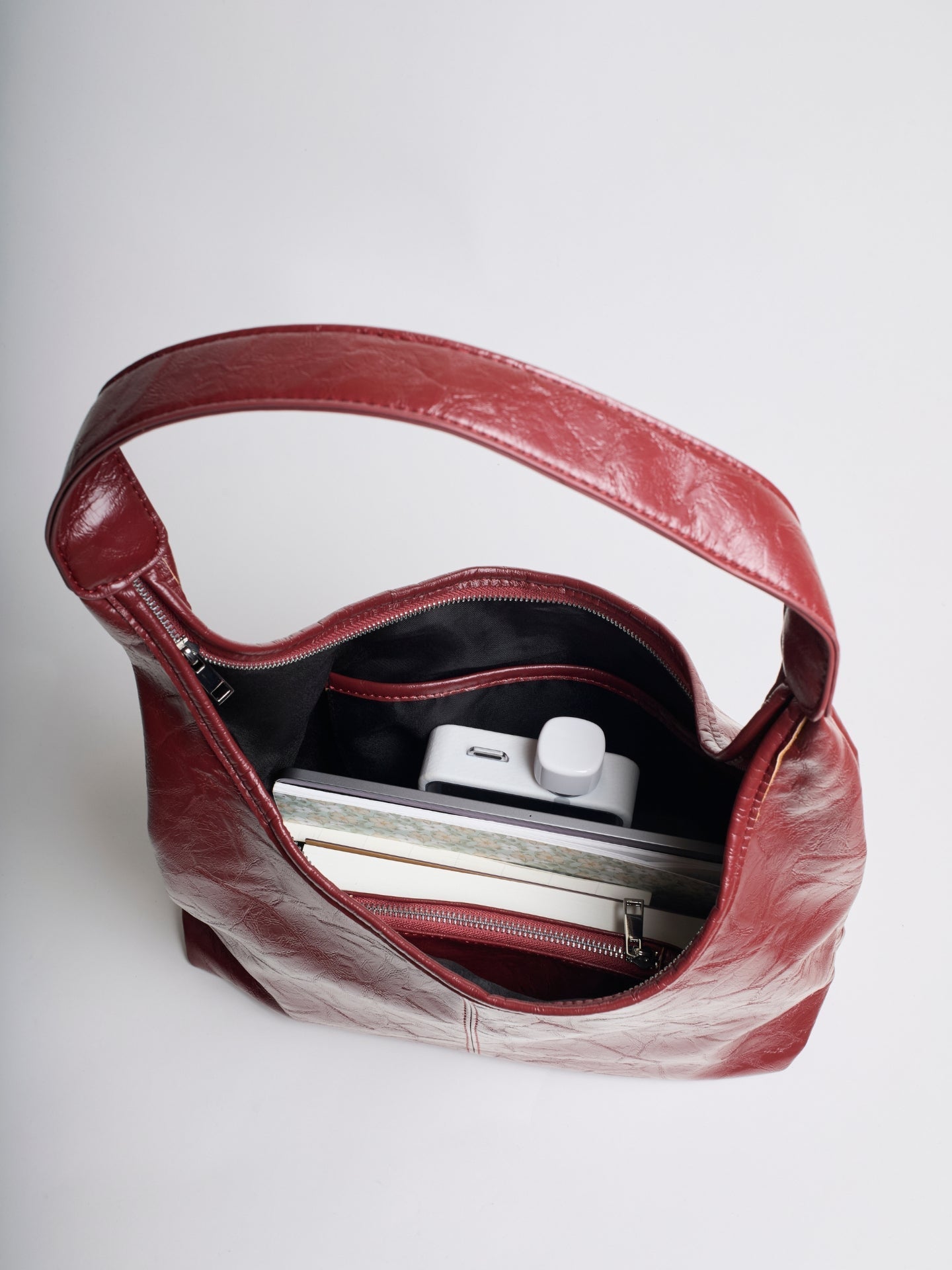 Soft Leather-Effect Tote Bag in Black with Matching Pouch | Spacious Everyday Shoulder Bag with Compartments | Koossa
