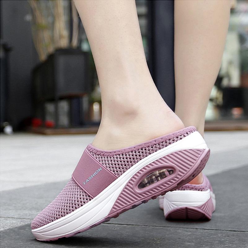 Women's Cushioned Orthopaedic Walking Trainers — Breathable Mesh Slip-On Shoes with Air Cushion Support | Koossa