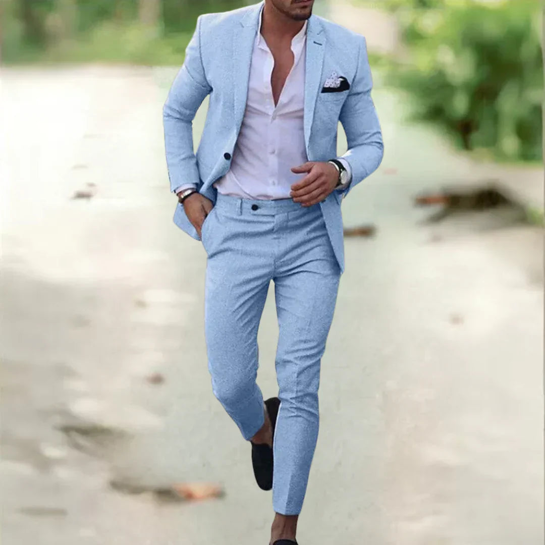 Men's Two-Piece Summer Suit — Lightweight Tailored Jacket & Trousers for Garden Parties & Smart Casual Occasions | Koossa