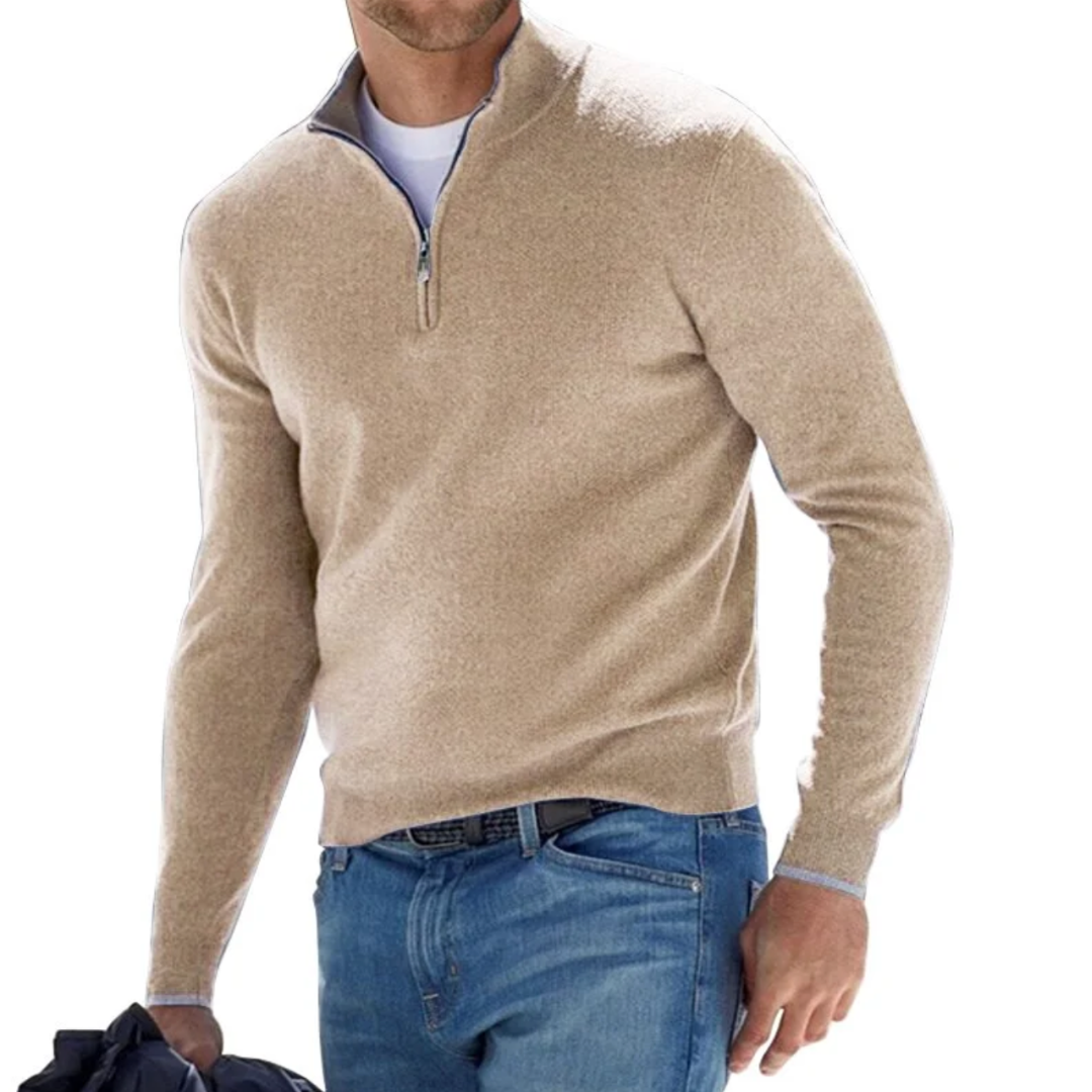 Men's Half-Zip Pullover Jumper — Classic Casual Knitwear for Everyday Comfort & Smart-Casual Style | Koossa