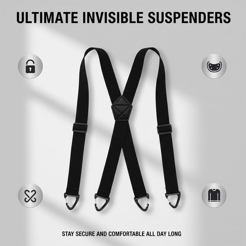 Adjustable Suspenders with 4 Clips - Non-Slip Y-Back Design for All-Day Comfort and Secure Fit | Lonoma