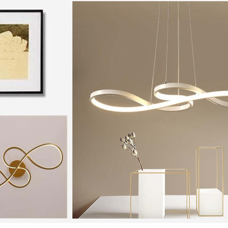 Musical Note LED Pendant Light Adjustable Metal Fixture Black White Gold Dining Room Living Room Kitchen Island Modern Decor | Lonoma